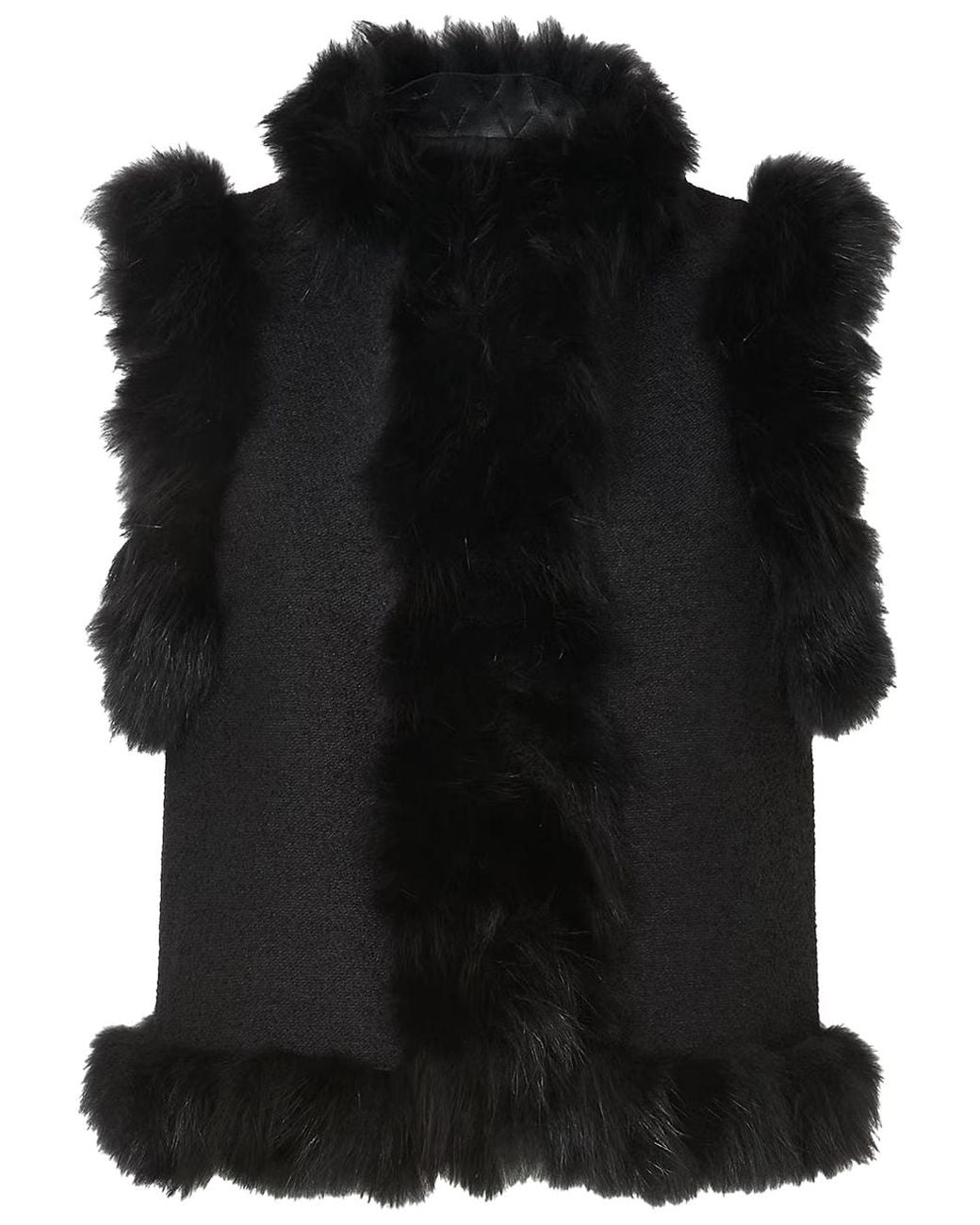 Fendi Black Wool And Fox Fur Gilet