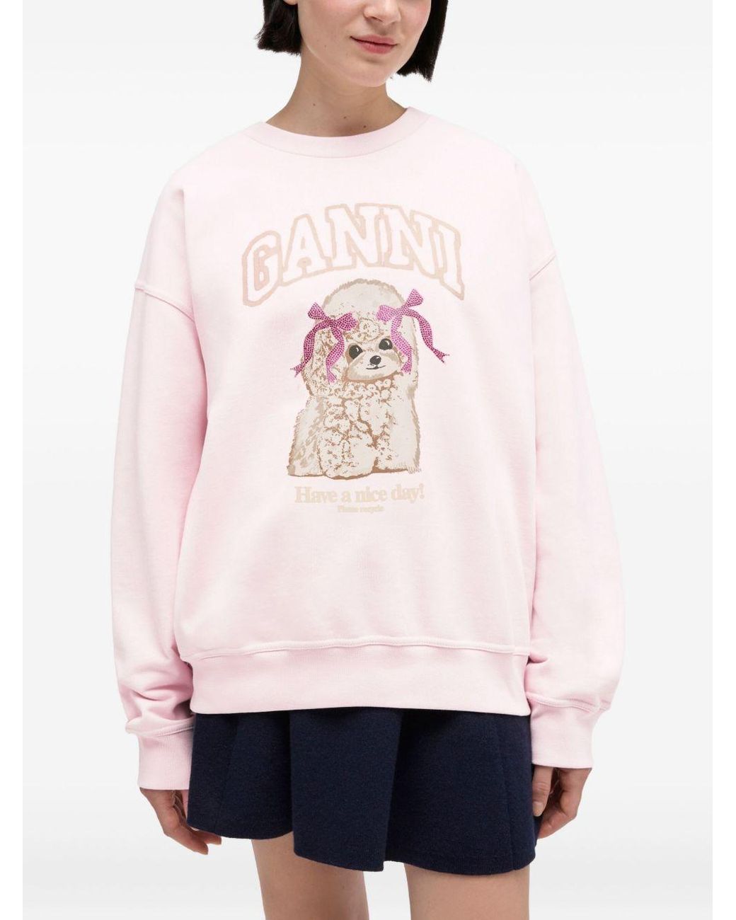 Ganni Pink Cotton Sweatshirt
