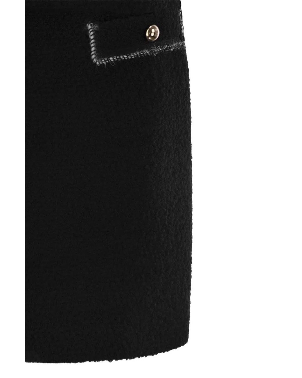 Fay Black Wool Short Skirt