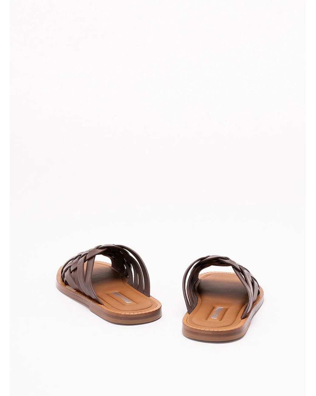 Miu Miu Brown Wwoven Leather Sandals