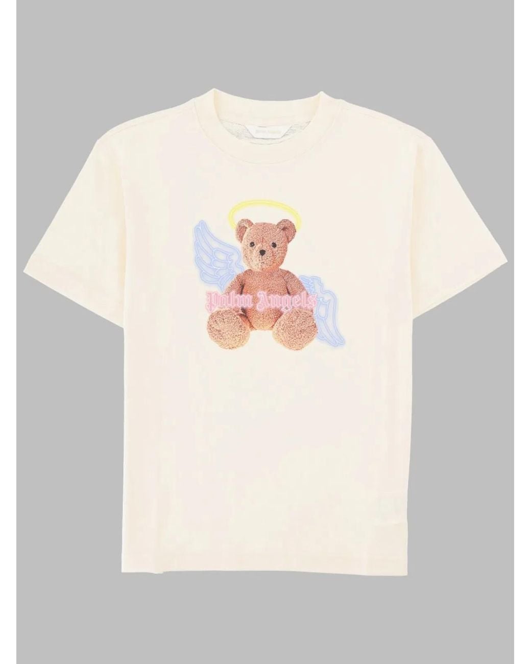 Palm Angels White Neck Logo Brushed Reg Tee S/S Girl