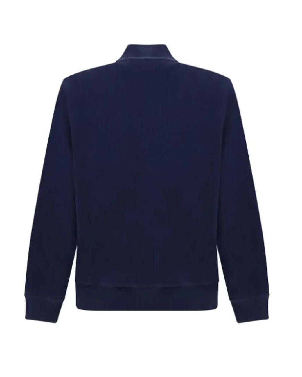 Brunello Cucinelli Blue Oxford Cotton-Blend Zip-Up Sweatshirt Featuring A Ribbed Crew Neck And Side Pockets for men