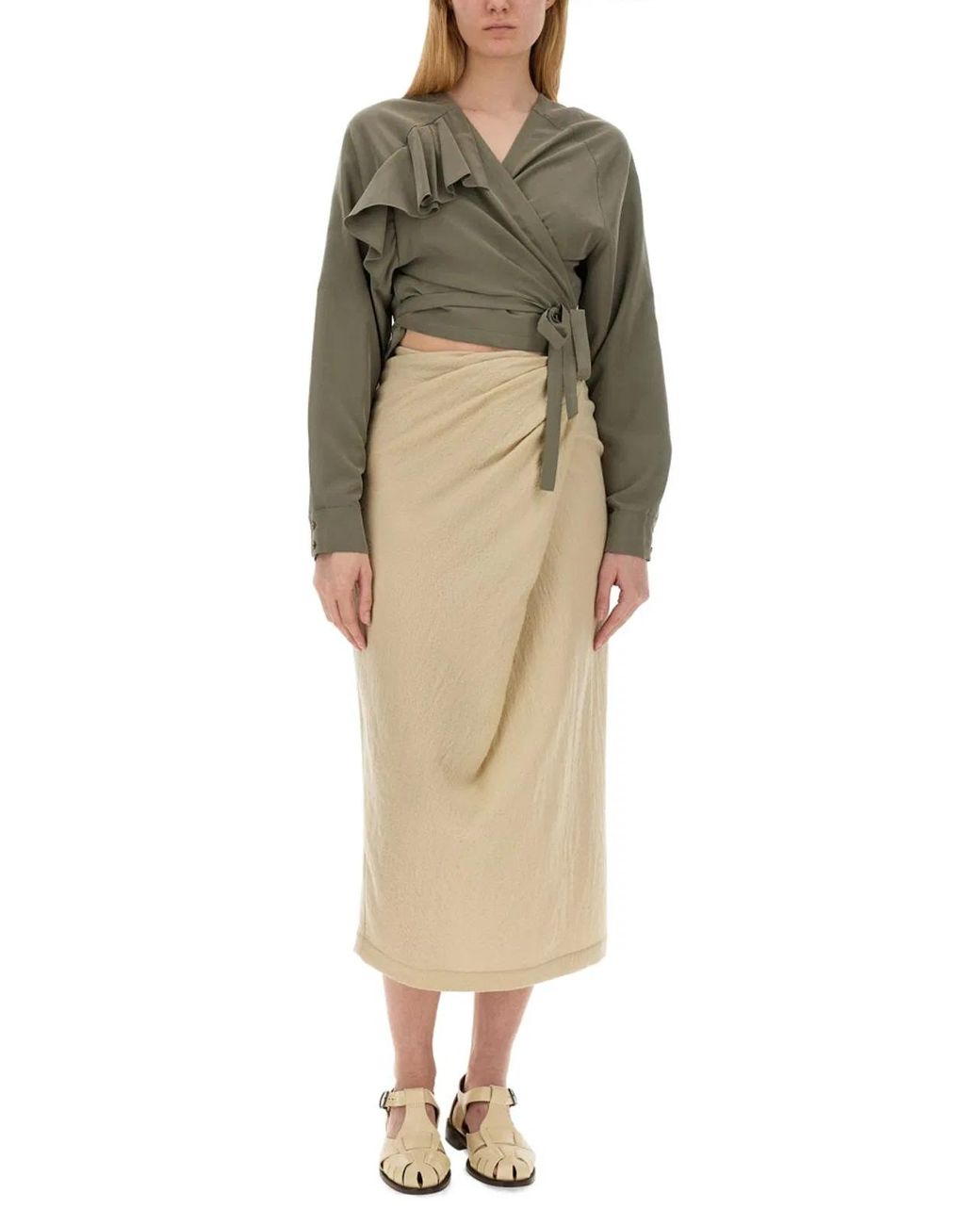 Alysi Green Top With Ruffles