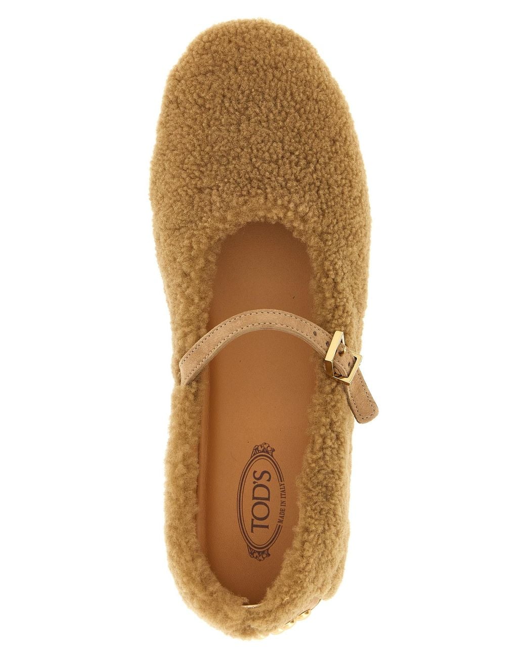 Tod's White 'Gommine' Sheepskin Ballet Flats