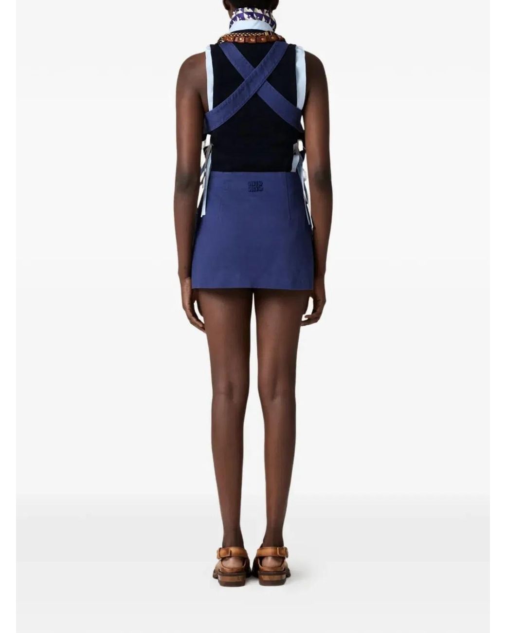 Miu Miu Blue Garment-Dyed Gabardine Mini Dress
