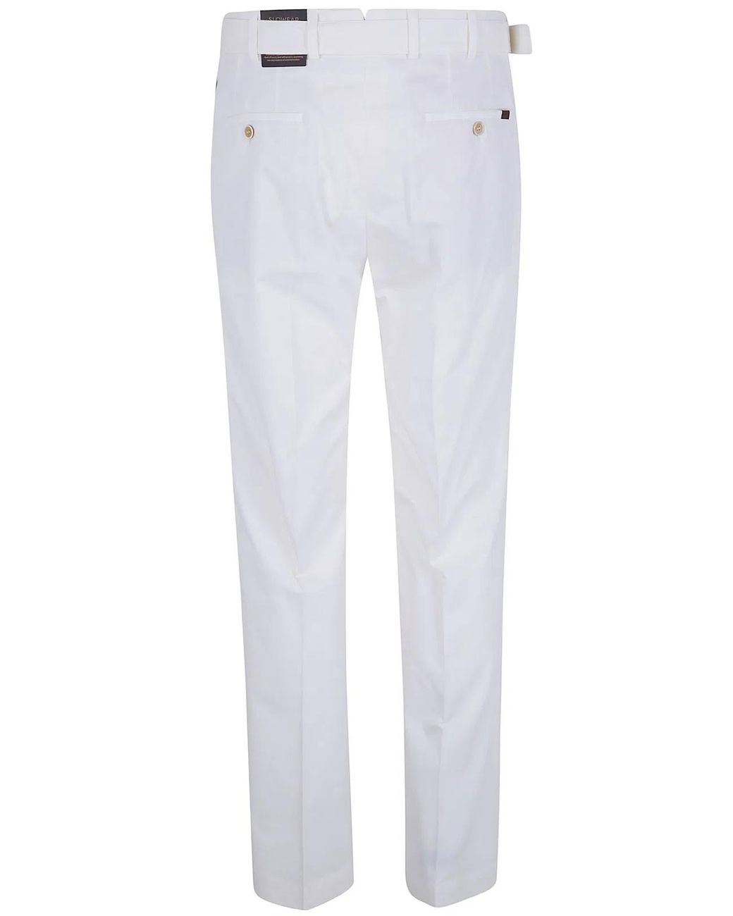 Incotex White Belted Classic Chino Trousers for men