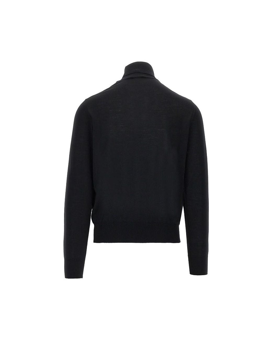 Emporio Armani Black Virgin Wool Turtleneck With Eagle Embroidery for men