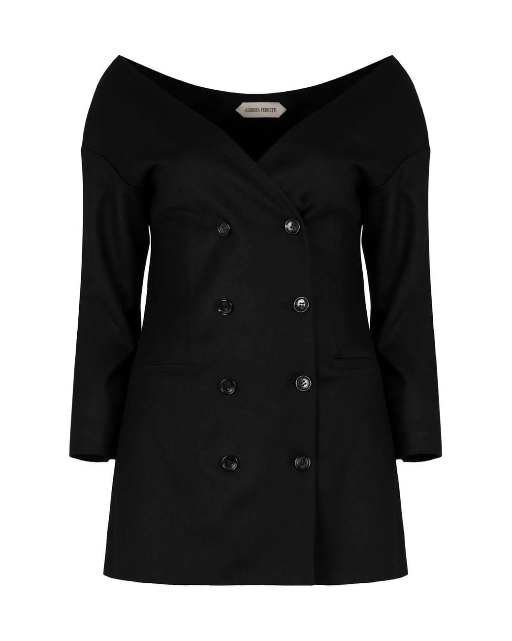 Alberta Ferretti Black Double-Breasted Virgin Wool Jacket