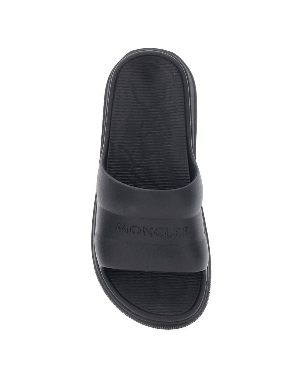 Moncler Black Slippers With Embossed Logo