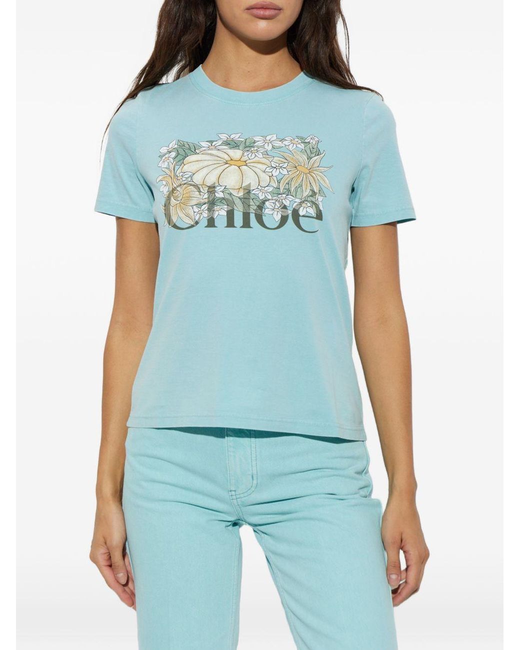 Chloé Blue Baby Fit T-Shirt With Logo