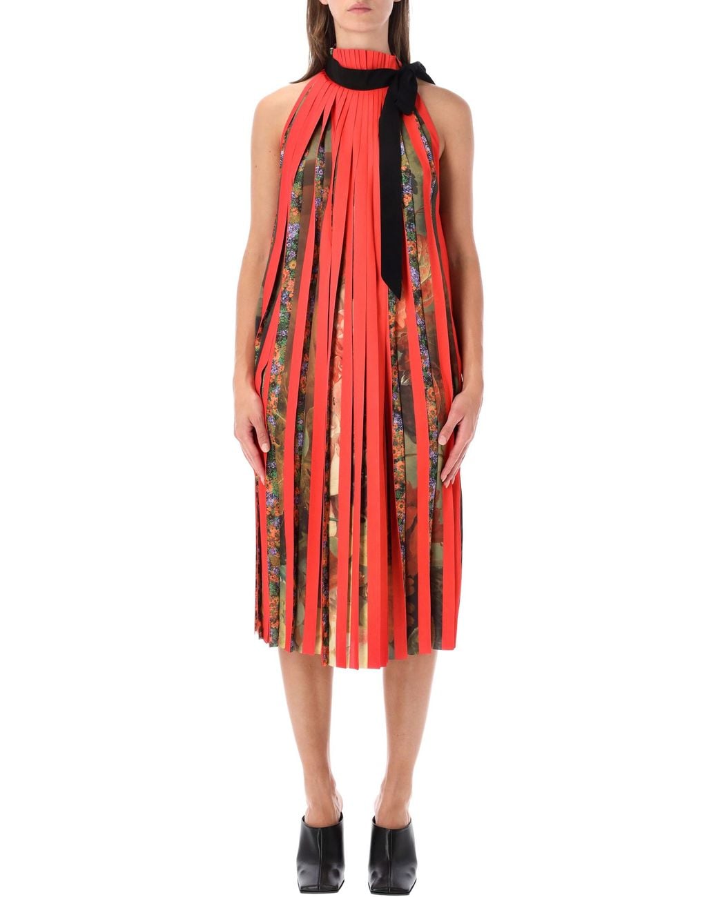 Dries Van Noten Red Dansa Plisse Dress
