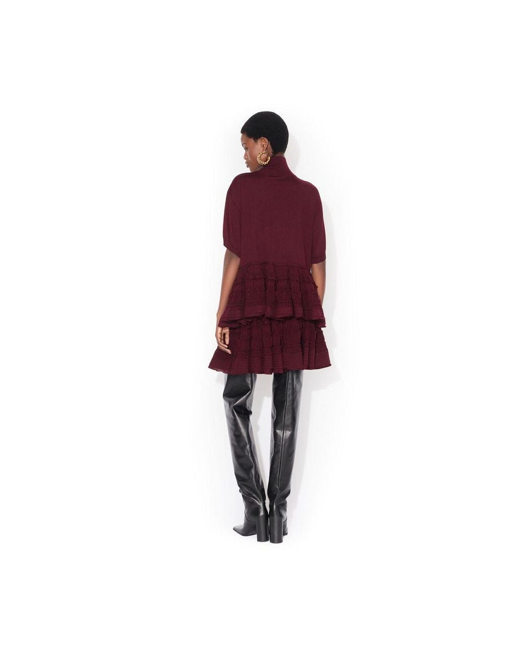 Alaïa Red Alaia Wool Crinoline Ruffle Mini Skirt