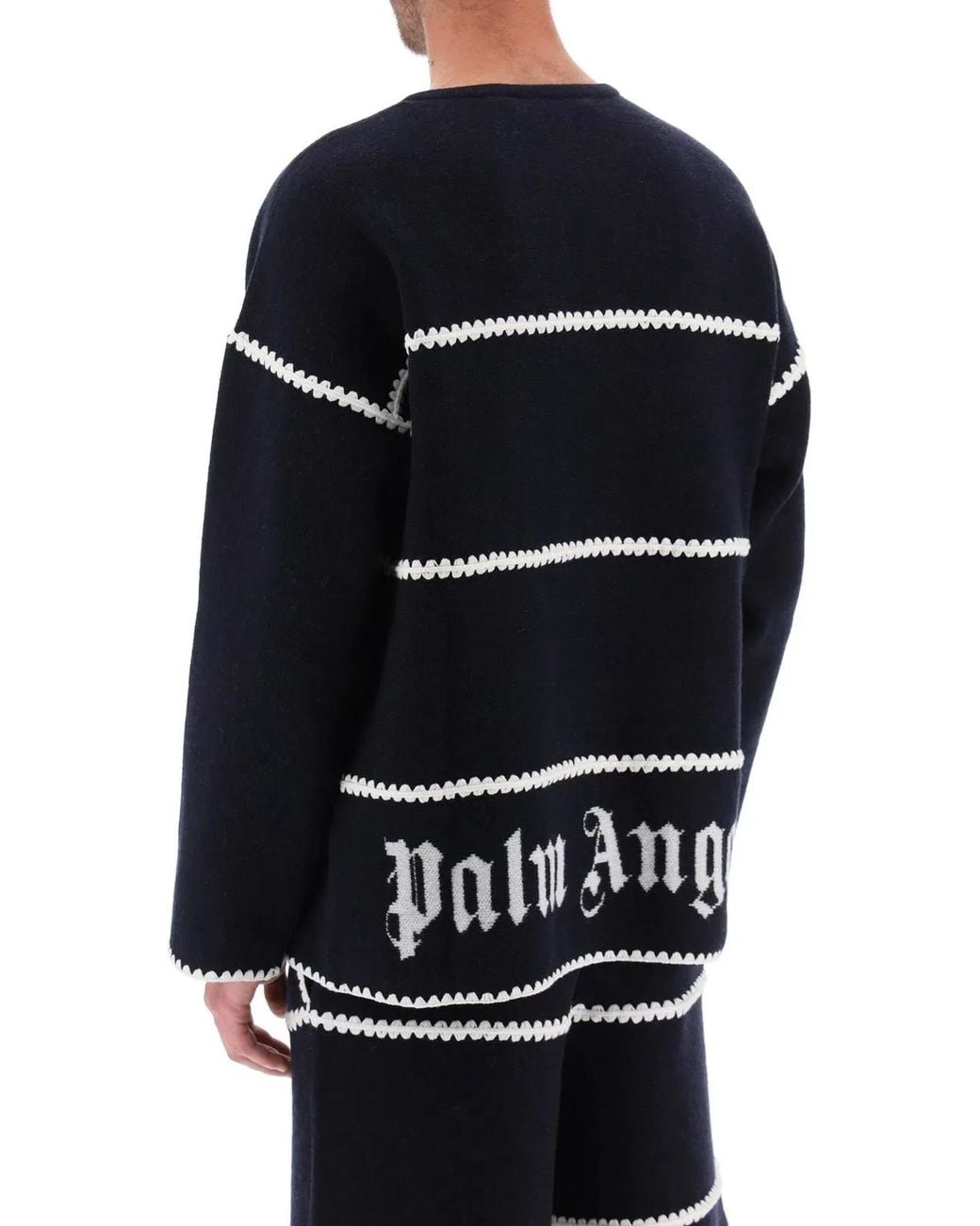 Palm Angels Black Knit Wool Blend Pullover for men