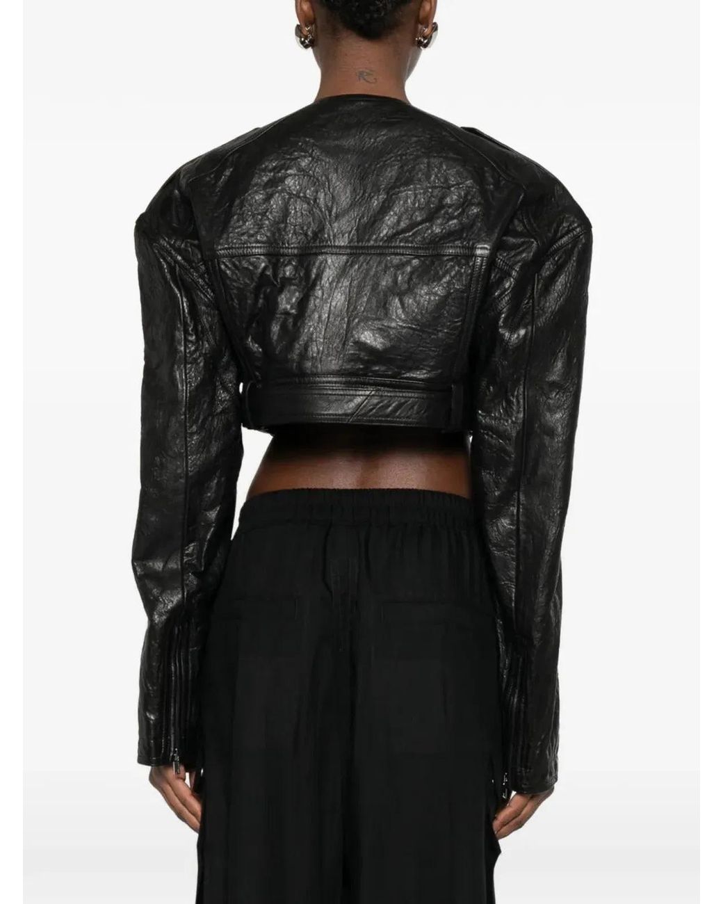 Rick Owens Black Reimagined Leather Jacket With Adjustable Belt