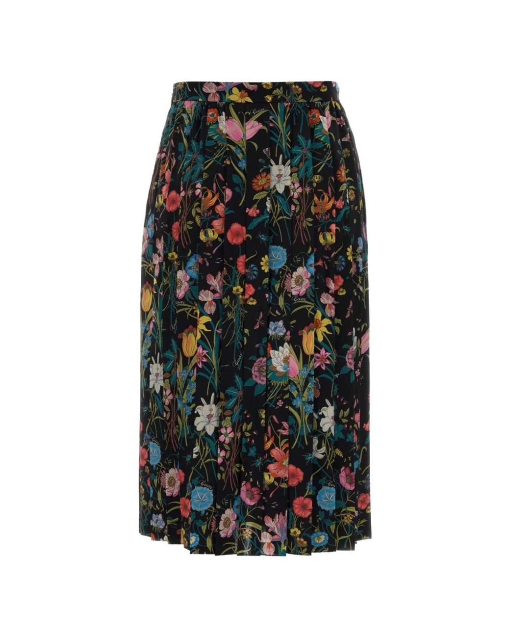 Gucci Black Long Floral Skirt