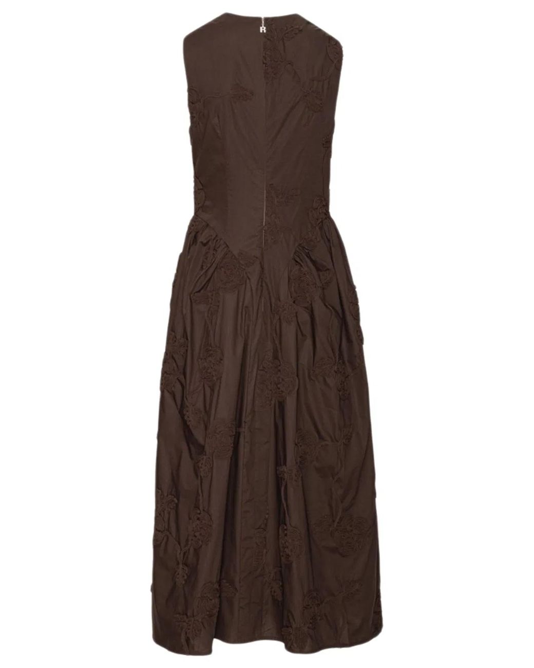 ROTATE BIRGER CHRISTENSEN Brown Flower-Detail Midi Dress