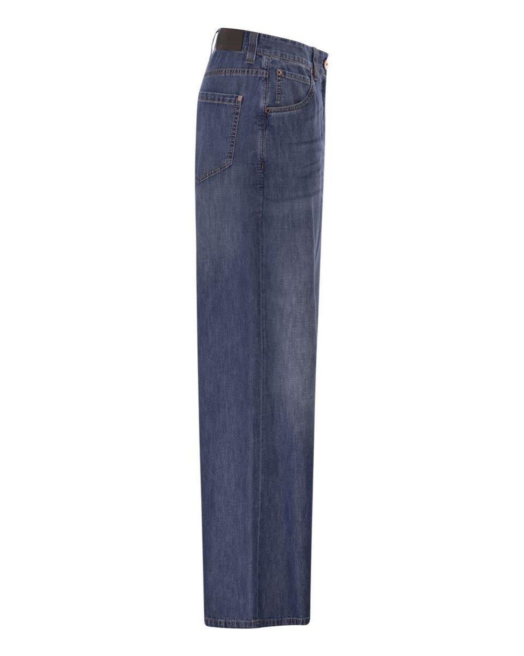 Brunello Cucinelli Blue Wide-Leg Cotton Jeans