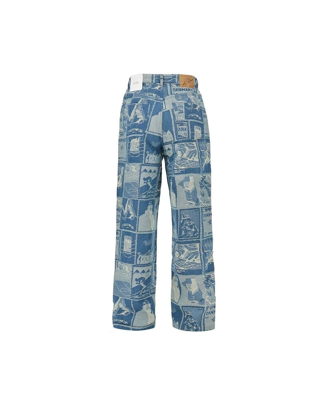 Les Deux Blue Stamp Jacquard Denim Jeans for men