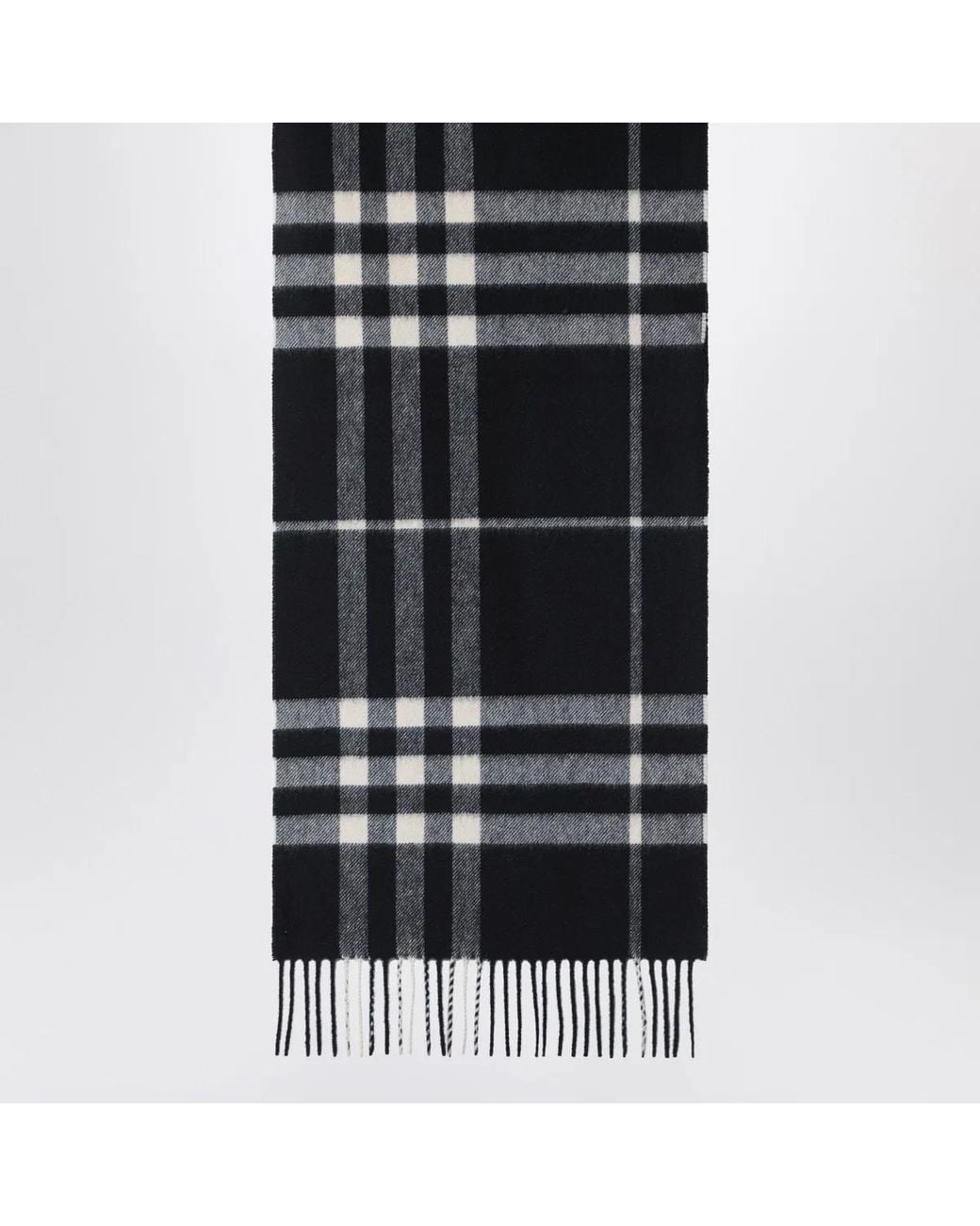 Burberry Black Check Cashmere Scarf for men