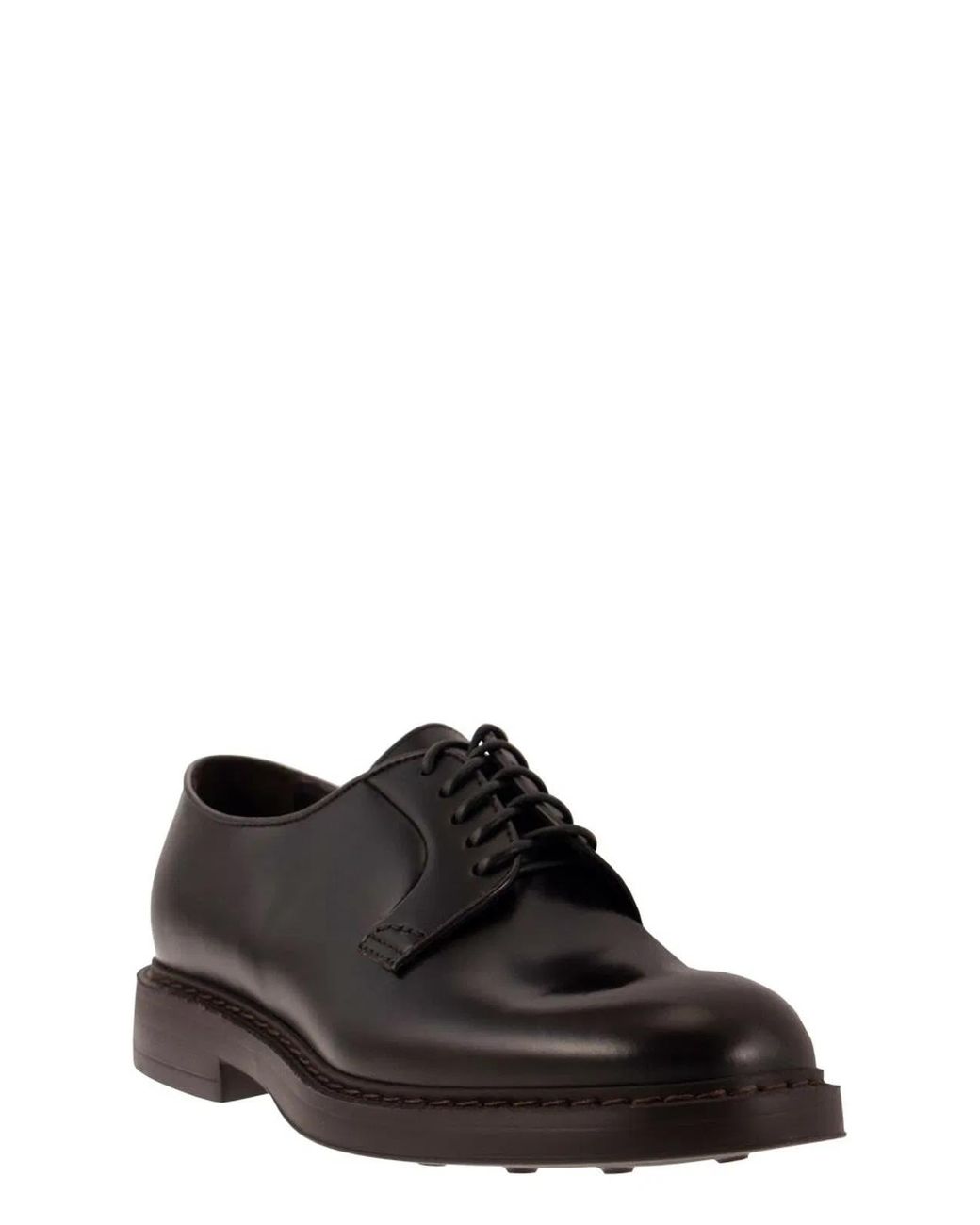 Doucal's Black Leather Derby Lace-Up for men