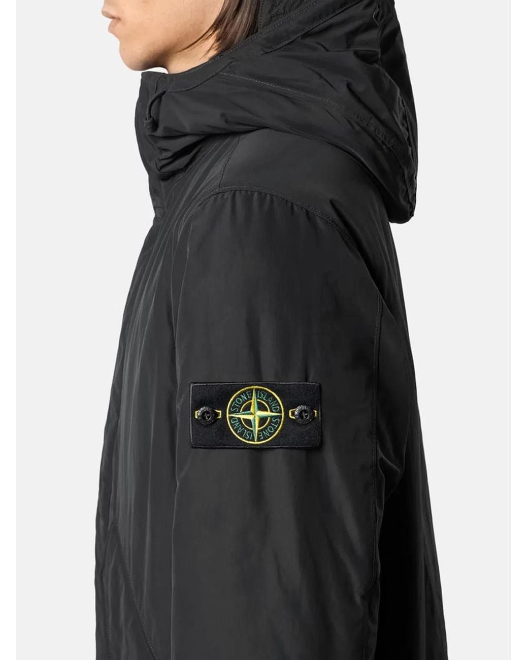 Stone Island Black Micro Reps Hooded Down Jacket for men