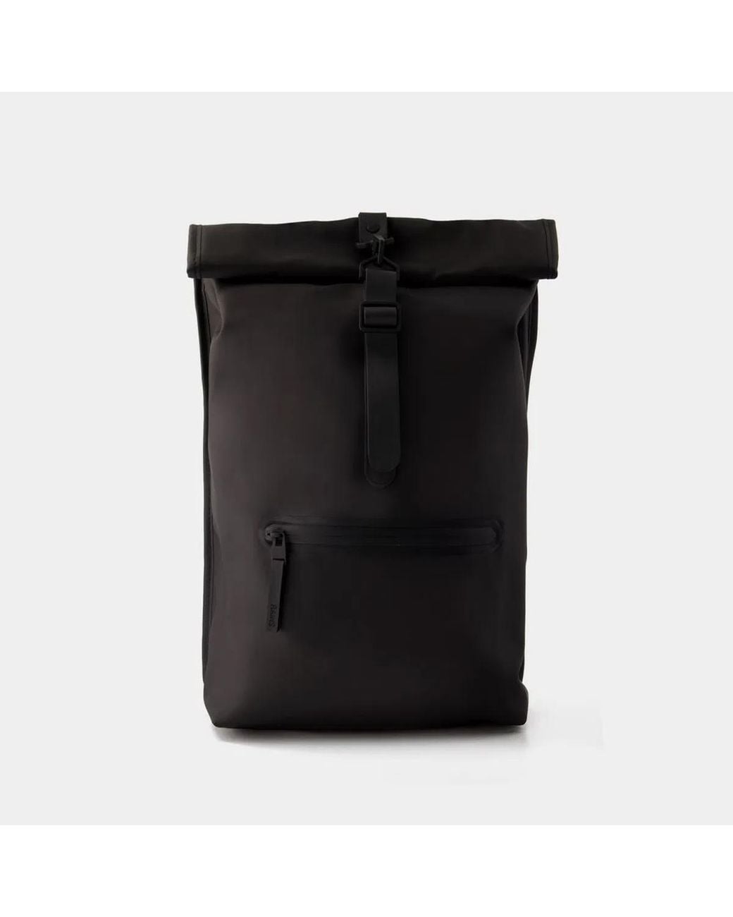 Rains Black Rolltop Rucksack Backpack
