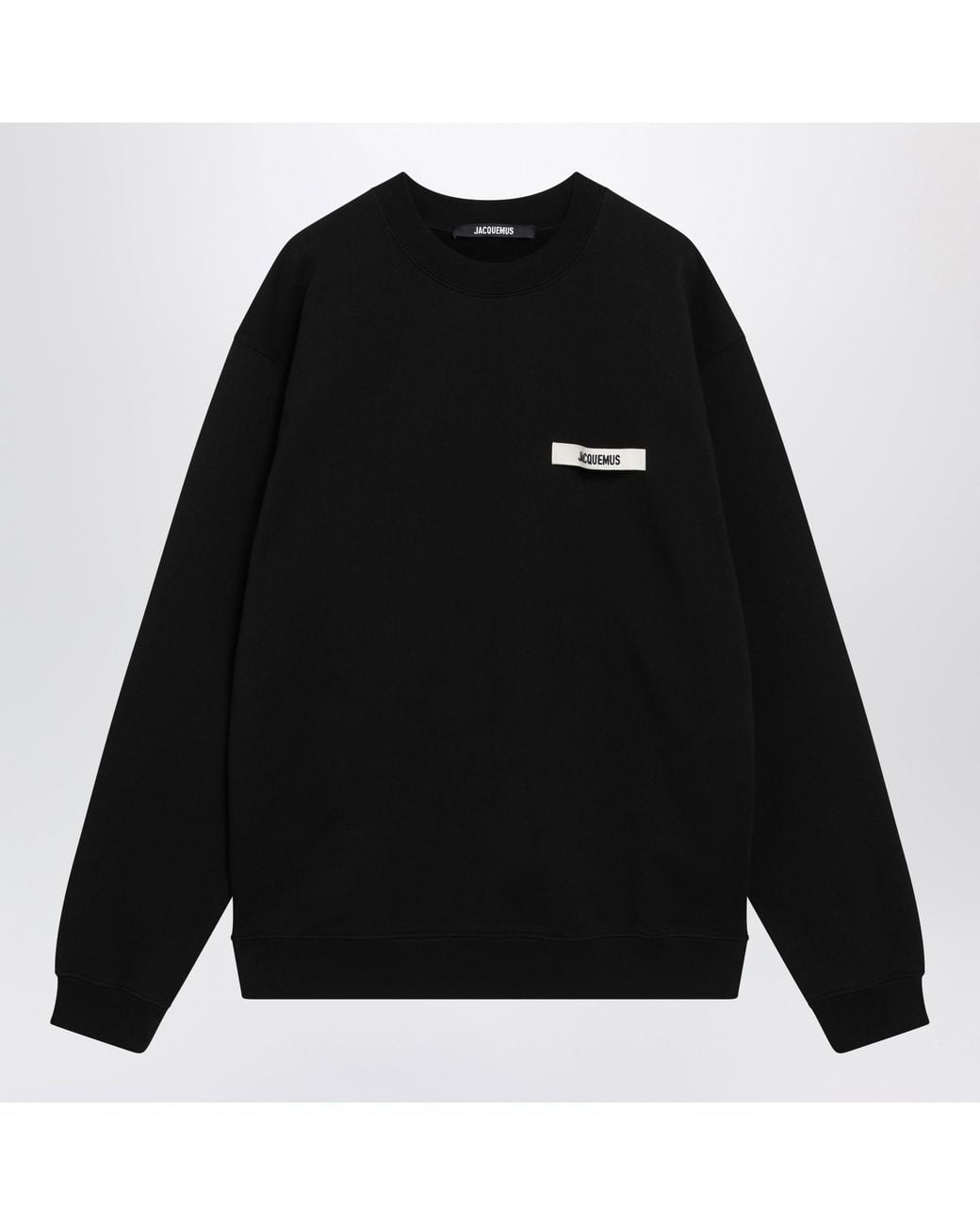 Jacquemus Black Crewneck Sweatshirt With Grosgrain Logo for men