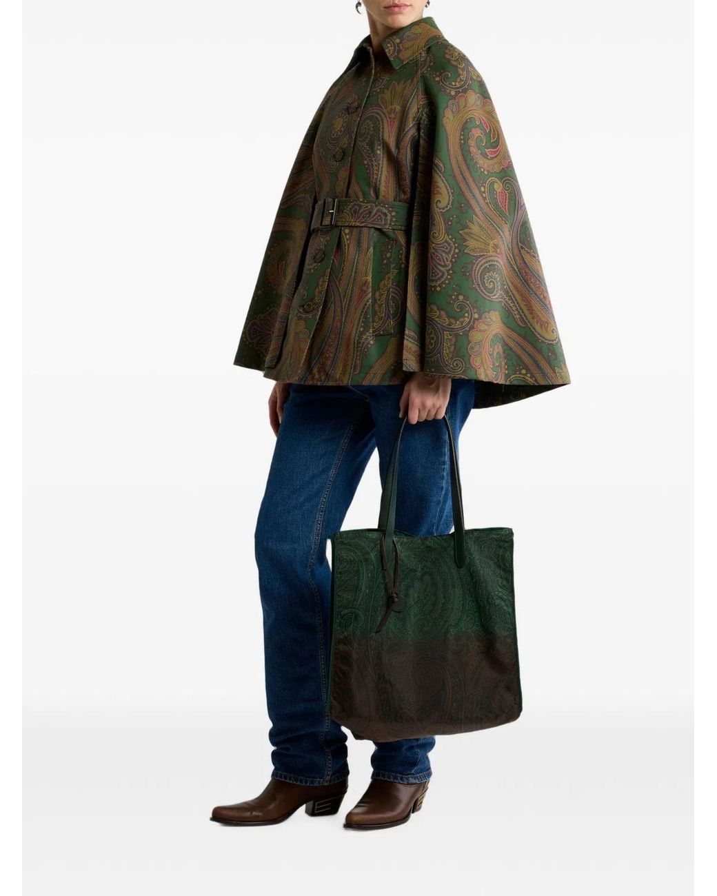 Etro Black Elegant Tote Bag With Paisley Pattern