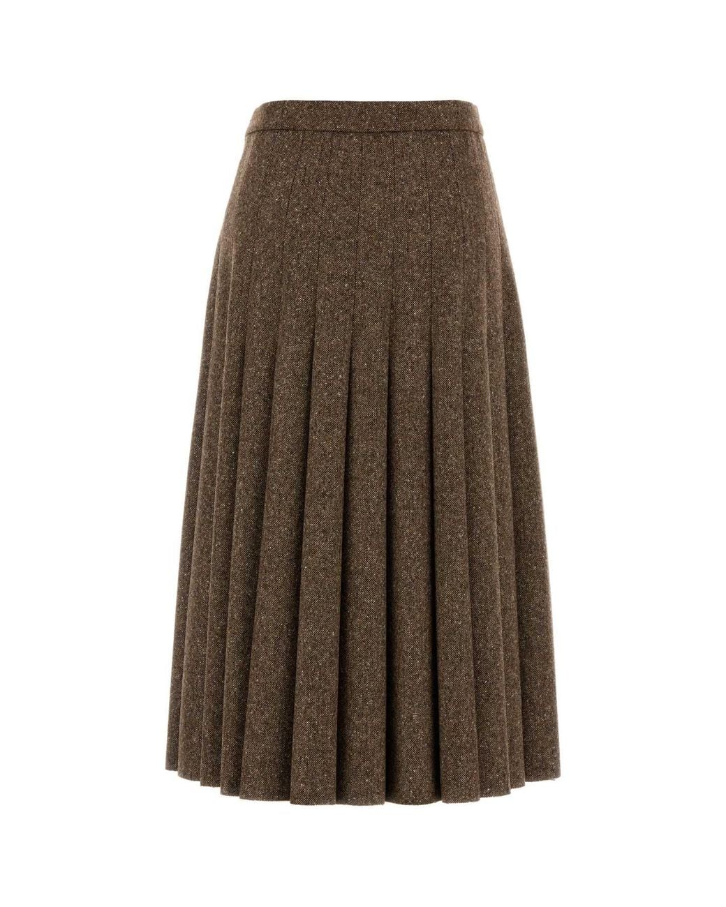 Brunello Cucinelli Brown Melange Wool Blend Skirt