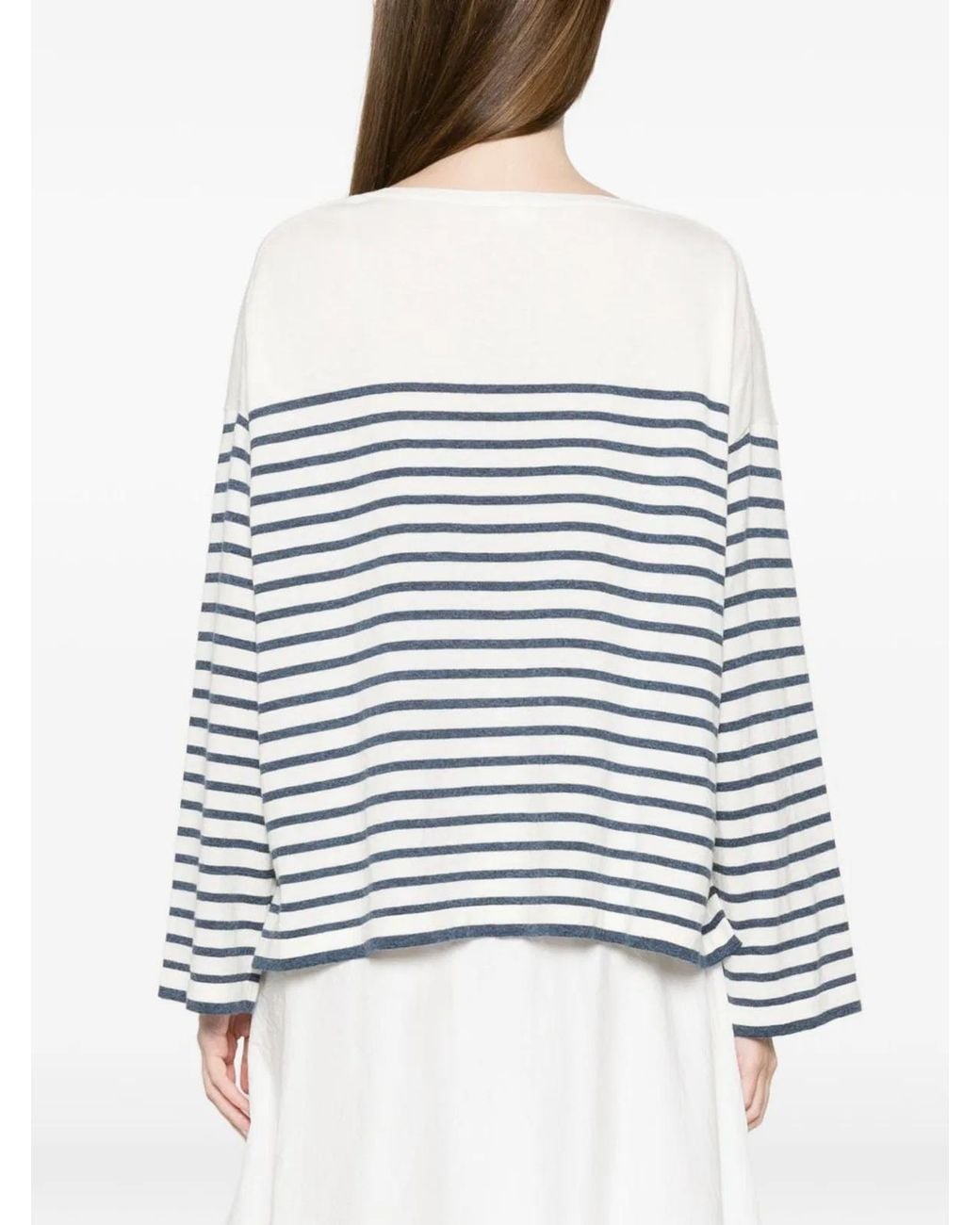 C.t. Plage White Striped Cotton Sweater
