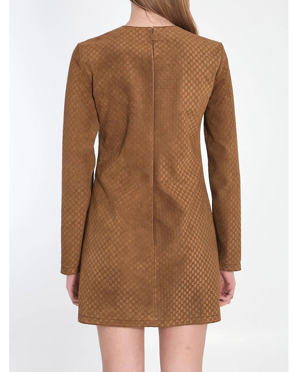 Gucci Brown Gg Suede Mini Dress