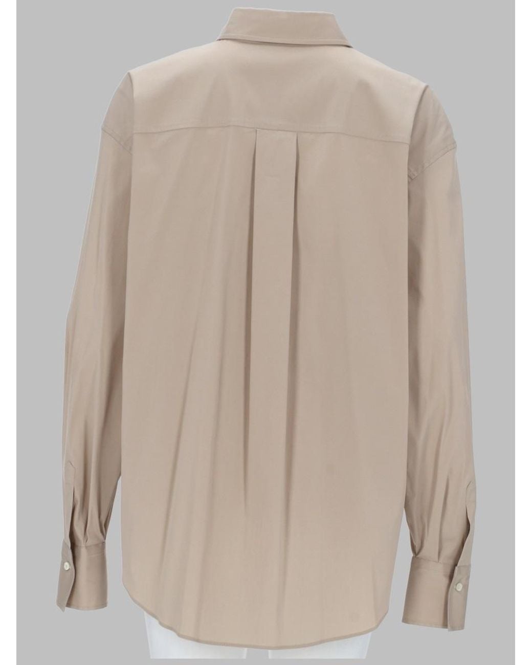 Brunello Cucinelli Natural Camicia Con Dettaglio Monili