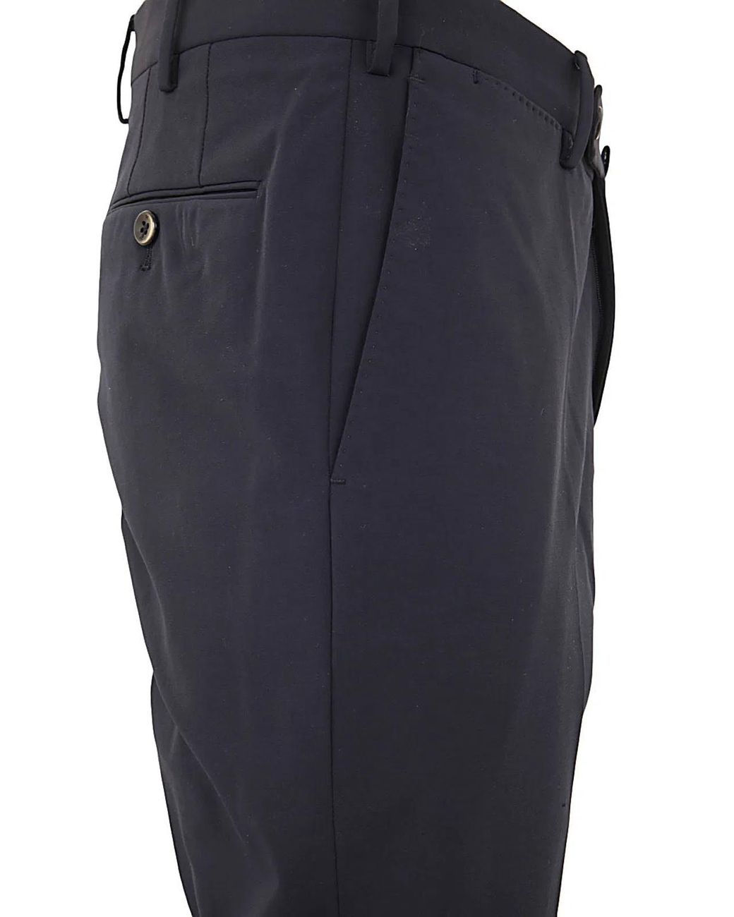 PT01 Blue Flat Front Trousers With Diagonal Pockets for men
