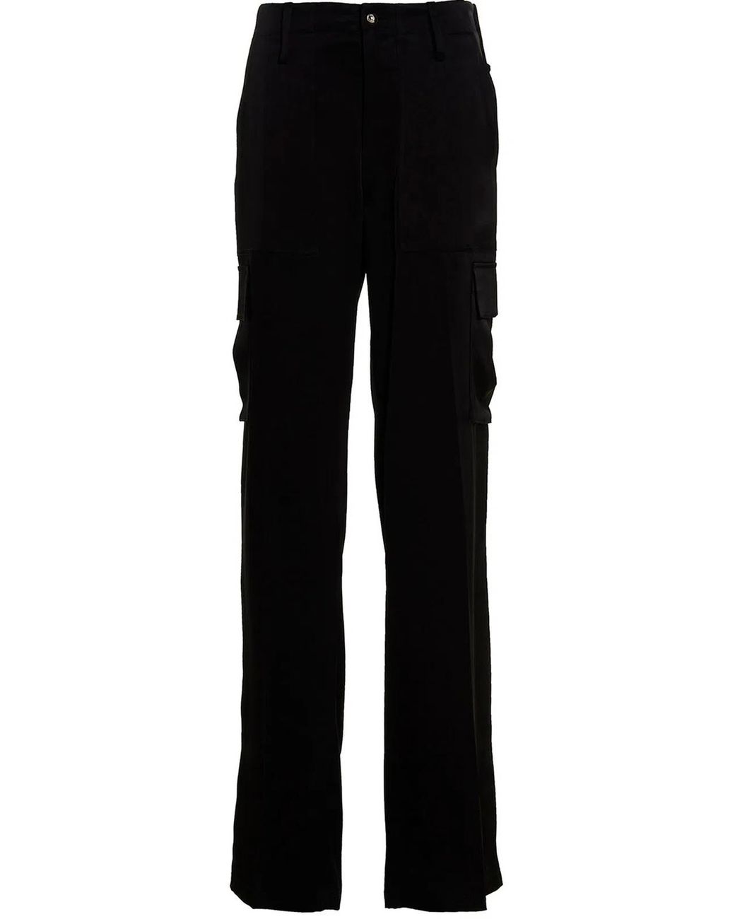 David Koma Black Satin-Finish Cargo Pants With Multi-Pockets