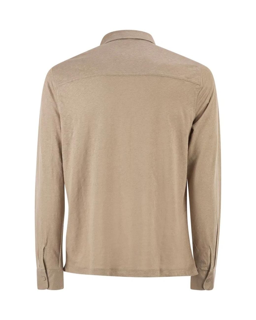 Majestic Natural Stretch Linen Shirt With Front Button Fastening for men