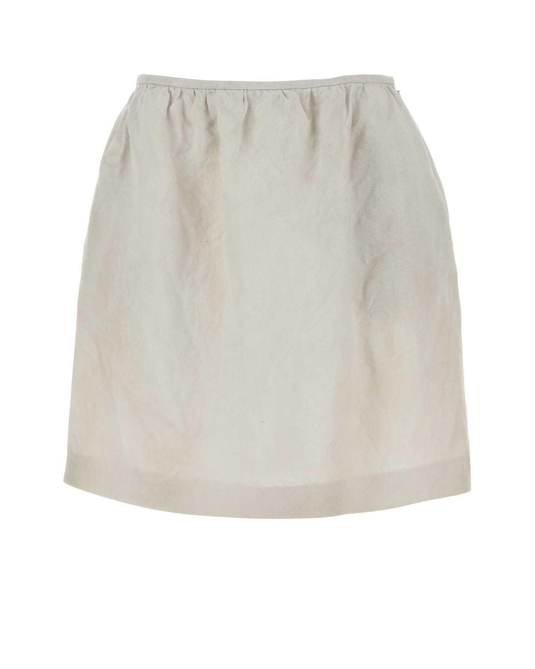 Miu Miu White Style Chalk Linen Mini Skirt