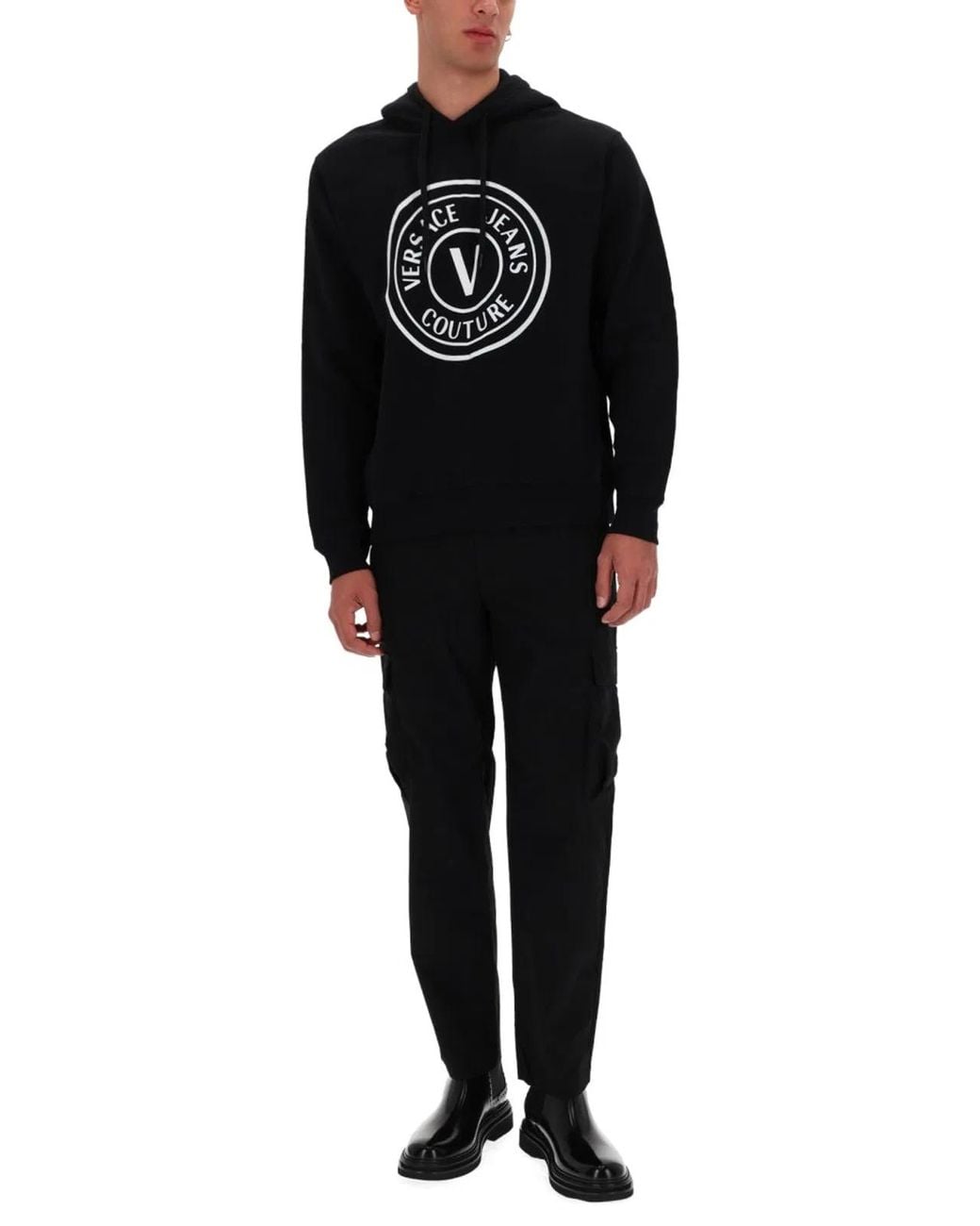 Versace Jeans Couture Black Sweatshirt With Logo for men