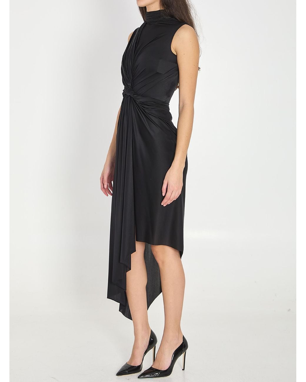 Balenciaga Black Draped Midi Dress
