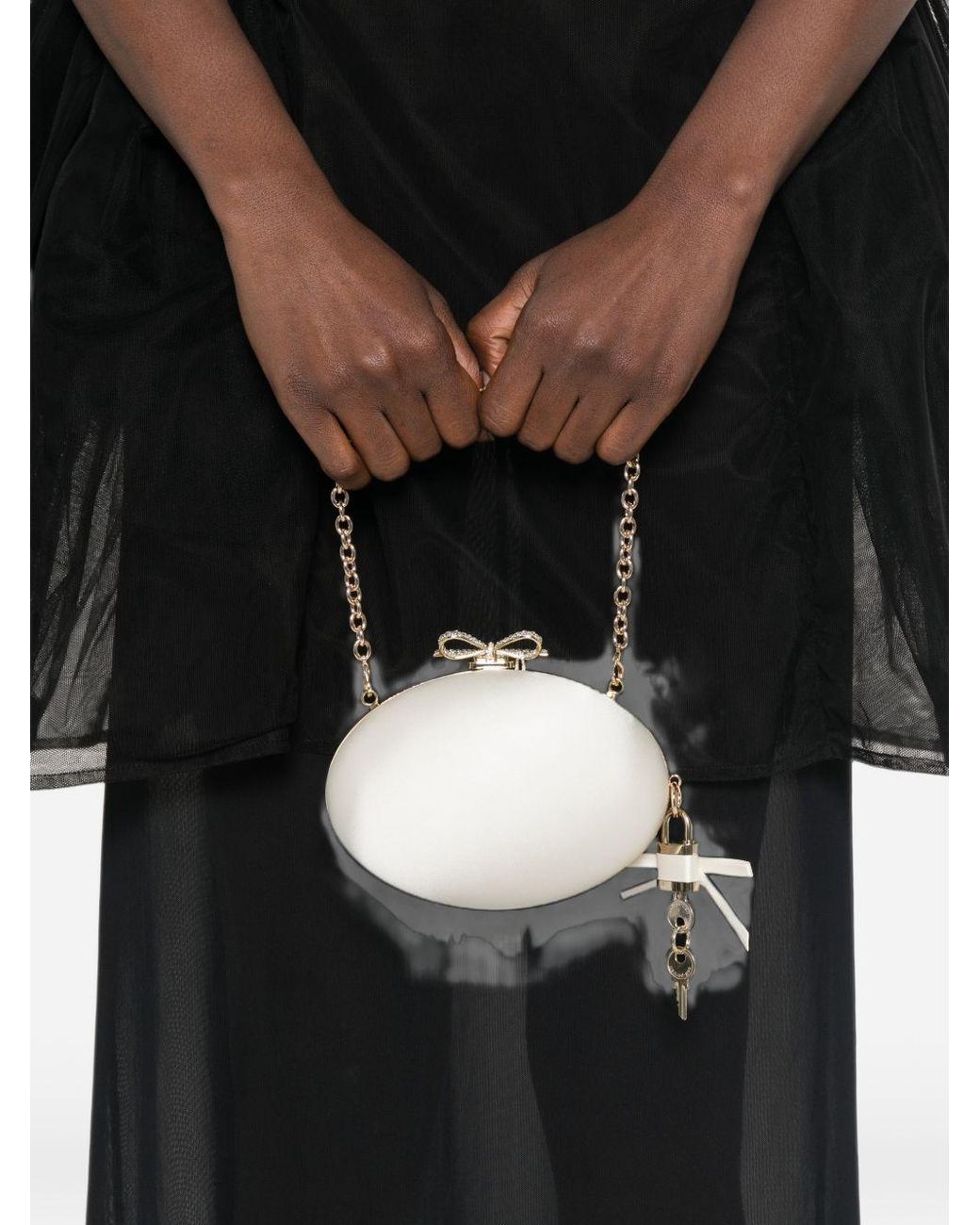 Self-Portrait White Oval Clutch
