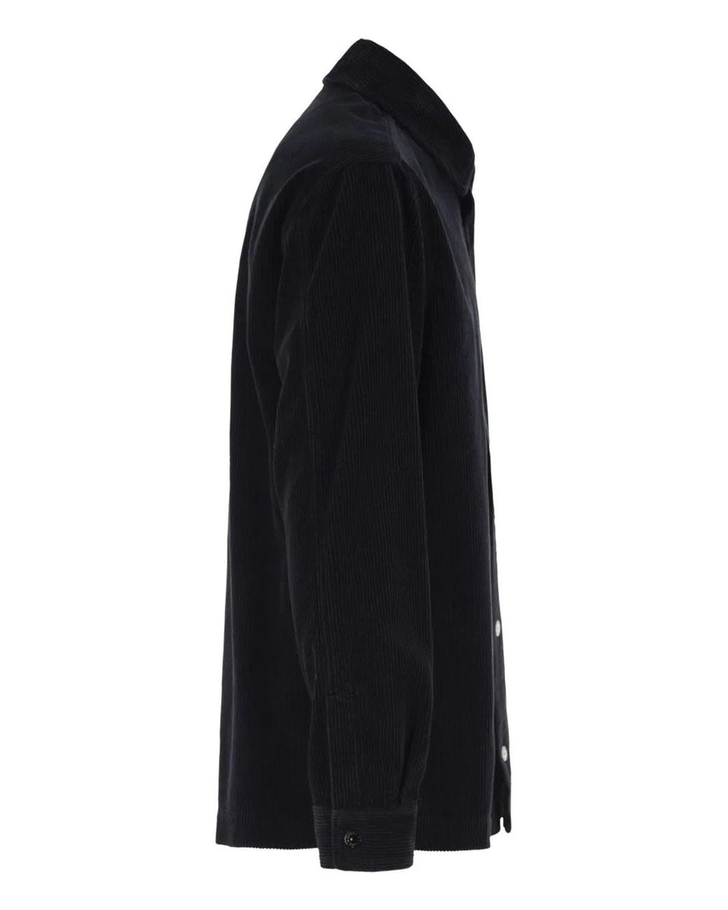 Stone Island Black Cotton Corduroy Overshirt With Compass Badge for men