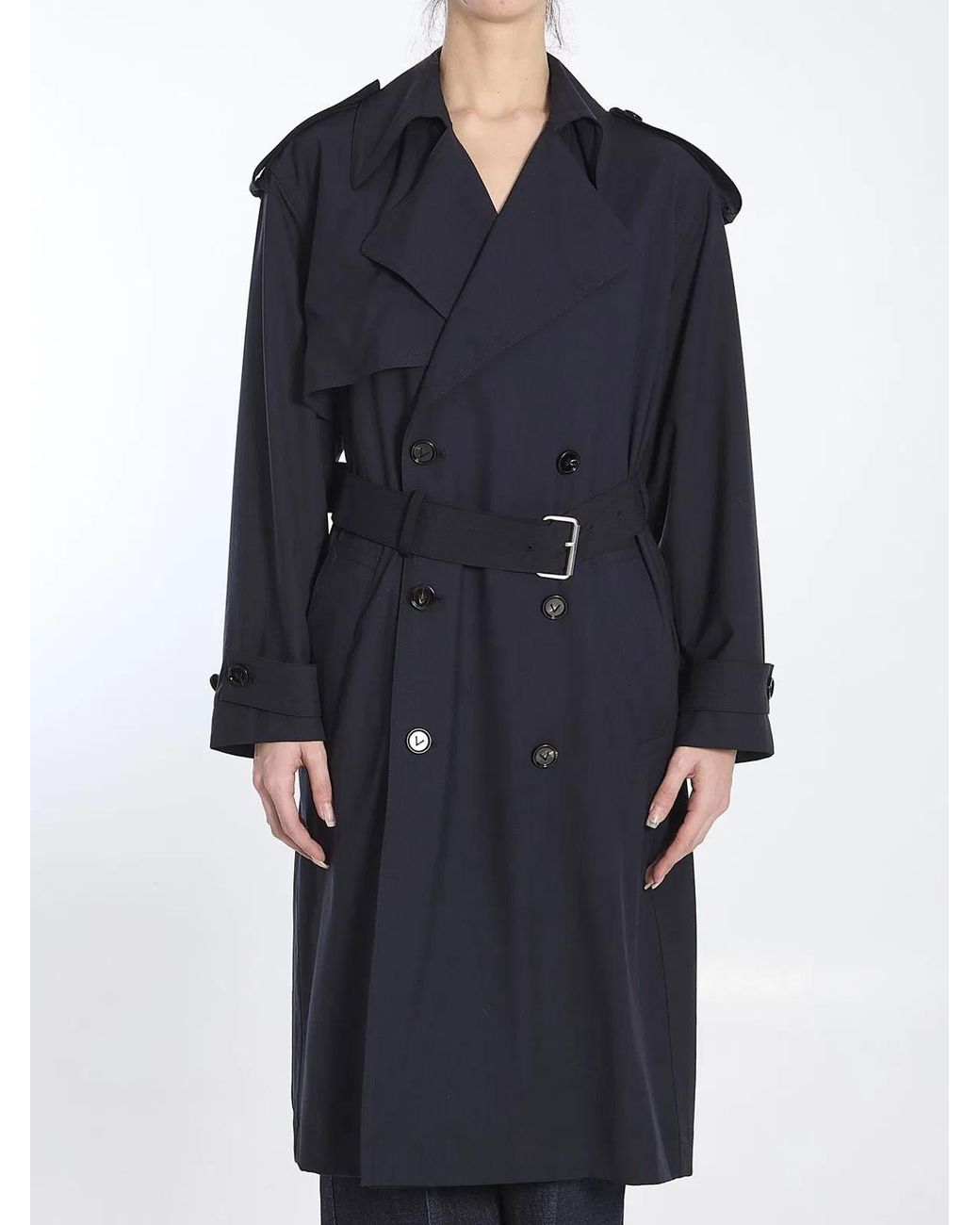 Bottega Veneta Blue Fine Wool Trench Coat