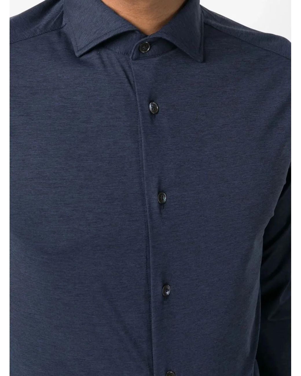 Traiano Blue Rossini Radical Plain Polyamide Shirt for men