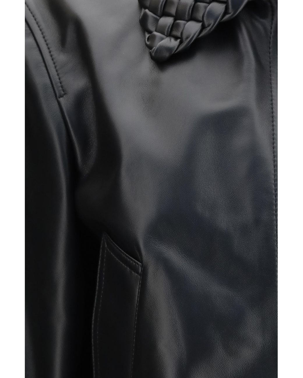 Bottega Veneta Black Glossy Leather Padded Jacket