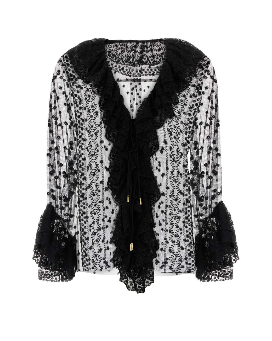Alberta Ferretti Black Tulle Blouse