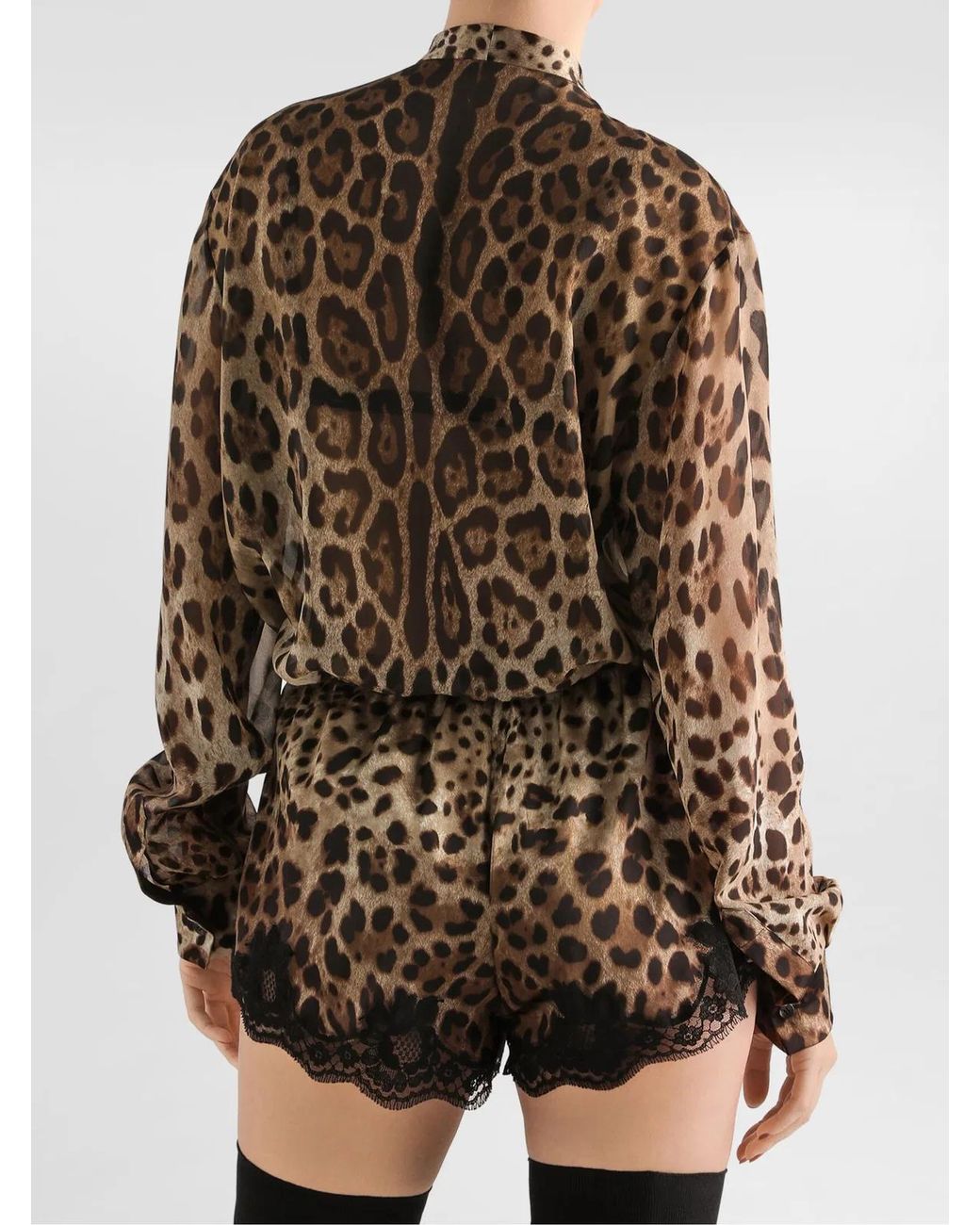 Dolce & Gabbana Brown Dolce & Gabbana Leopardprint Silk Georgette Shirt