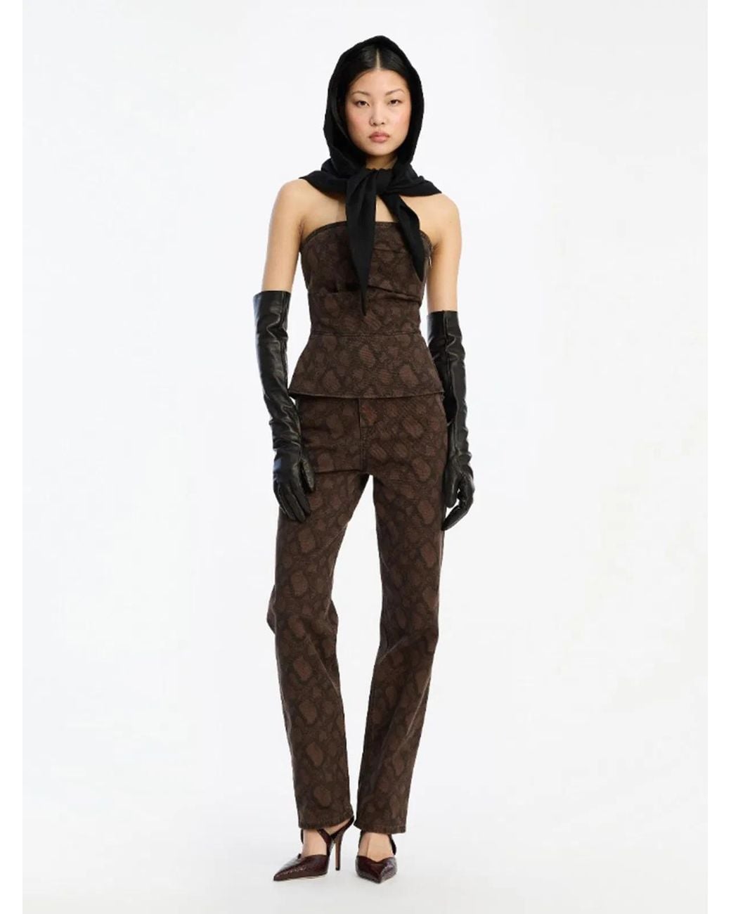 ROTATE BIRGER CHRISTENSEN Brown Printed Jeans