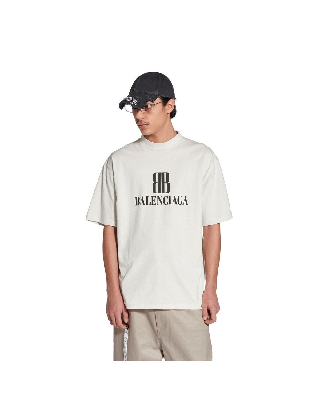 Balenciaga White Tshirt With Logo