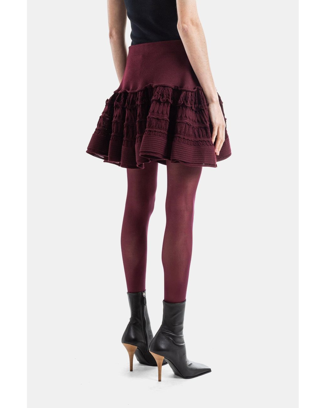 Alaïa Red Alaia Wool Crinoline Ruffle Mini Skirt