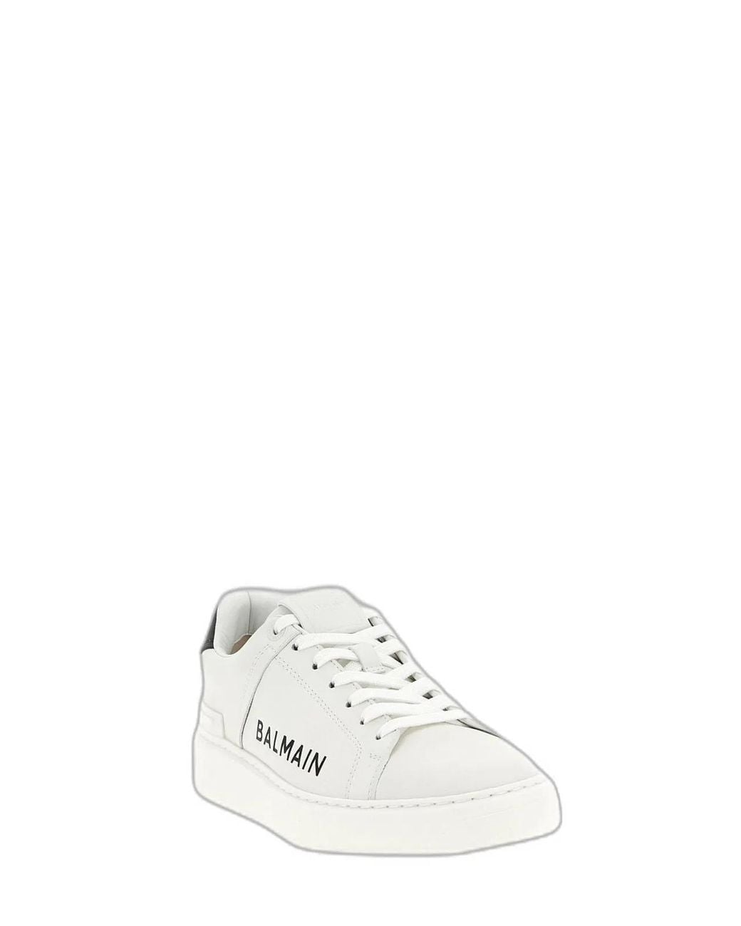 Balmain White Calf Leather Lace-Up Sneaker for men