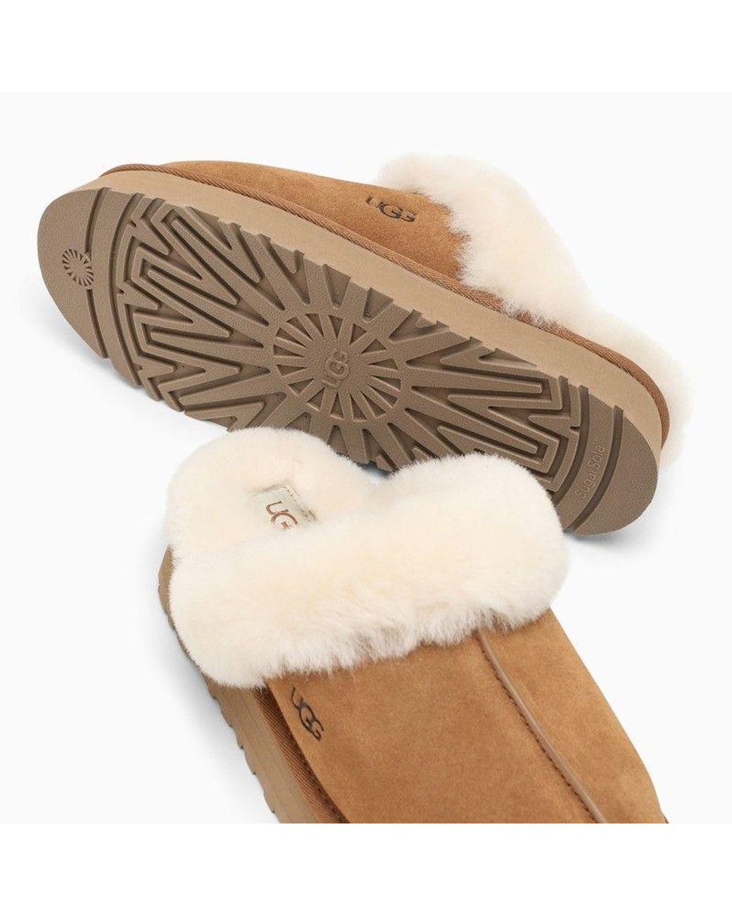 Ugg Brown Disquette Chestnut Eather Slip-Ons